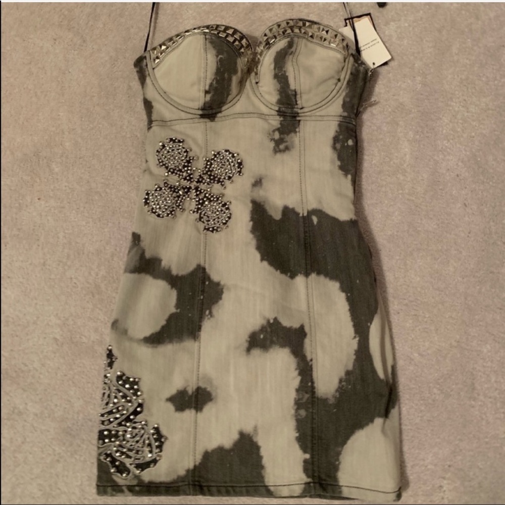 Guess-denim dress with stud detail